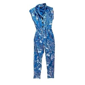 Blue Patterned Jumpsuit